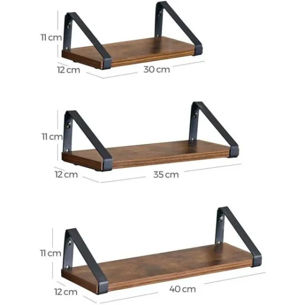 Meilleure affaire ✔️ Etagères Murales Ensemble De 3 L30xP12xH11cm + L35x P12xH11cm + L40xP12 XH11cm 🔥 Acheter 3