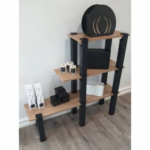 excellents soldes Meilleur prix 🌟 Kit Etagère Modulable – 3 Plateaux 14 Pieds Noirs 👍 3