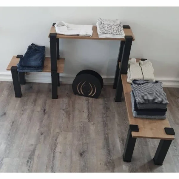 excellents soldes Meilleur prix 🌟 Kit Etagère Modulable – 3 Plateaux 14 Pieds Noirs 👍 5