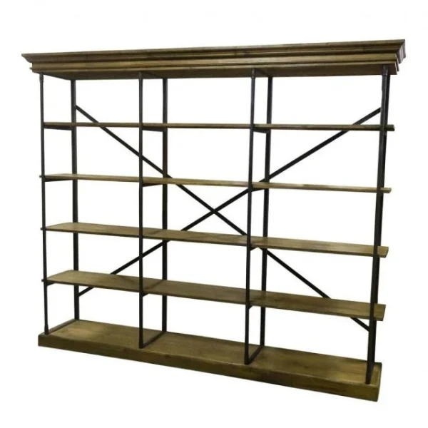 Retour Facile et Gratuit Promo 😀 Meuble étagère En Fer Et Bois Ciré L270 XP 46 X H223 🤩 1