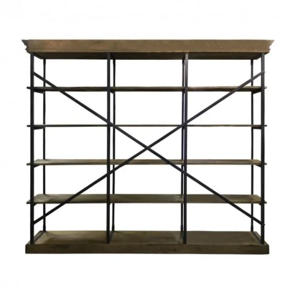 Retour Facile et Gratuit Promo 😀 Meuble étagère En Fer Et Bois Ciré L270 XP 46 X H223 🤩 3