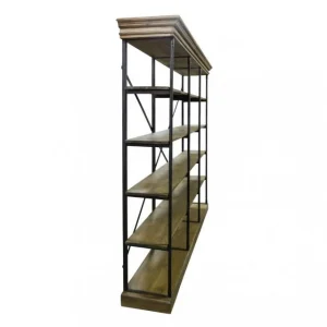 Retour Facile et Gratuit Promo 😀 Meuble étagère En Fer Et Bois Ciré L270 XP 46 X H223 🤩 9